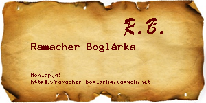 Ramacher Boglárka névjegykártya